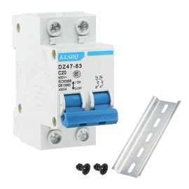 sourcing map Miniature Circuit Breaker Low Voltage AC 20A 400V 2 Pole DIN Rail Installation DZ47-63 C20