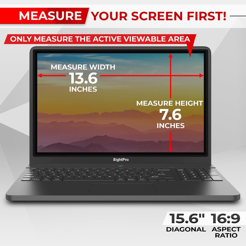 SightPro Magnetic Laptop Privacy Screen 15.6 Inch 16:9 - Removable