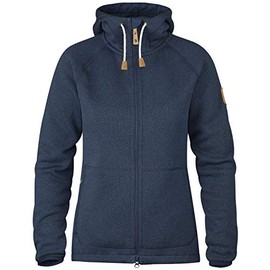 Fjällräven® Övik Fleece Hoodie – Fitted Jacket for Women - Close-knit Construction – Attached Hood – Rib Knit Navy LG One Size