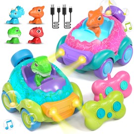 Lehoo Castle 2 Pack Dinosaur Toys for Kids 3-5, Rechargeable Remote Control Car for Toddler Boy, Toys for Ages 2-4 with Lights & Music, 2 Year Old Girl Birthday Gift