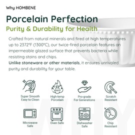 HOMBENE Ceramic bowl, 7 Inch Serving Bowls, Bowls for Kitchen, Microwave and Dishwasher Safe, Set of 2