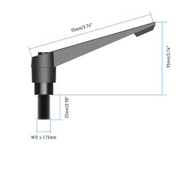 Skweawert Clamping Lever Handles, M12 x 25mm Male Thread, Adjustable Quick Release Locking Rotating Screw Bolt Stud Knobs Apply for Lathe Machinery, Black
