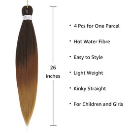 X-Tress 4pcs/pack Ombre Crochet Braids 26" Long Easy Braids Brown Box Braids Hair Extension Jumbo Knotless Braids Black Braiding Hair Africa Braids Ginger Hair 2 Tone Color Clean and Neat(MT1B/30/27)