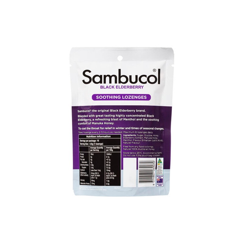Sambucol Soothing Menthol Lozenges 16 Pack