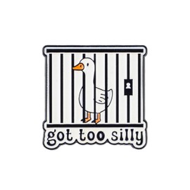 Got Too Silly Brooches, Funny Silly Goose Meme Enamel Pin, Chaotic Joke Badge Brooch, Funny Goose In Jail Pinback Button, Ironic Whimsical Humor Lapel Badges, Hilarious Bird Decorative Pin Jewelry Accessories