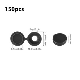 150Pcs Black Screw Caps Hinged Plastic Screw Cover Caps for M4-M 8 Screws