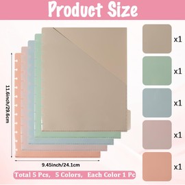 CREATCABIN 5Pcs Binder Dividers with Pockets and Tabs Plastic Planner Binder Folder 11 Holes Tab Divider for Notebook Binders Organizer Office Document Indexing and Protection Multicolor 11.6x9.5 Inch