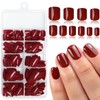 LunarCharm 240 Pieces Burgundy Square Press On Nails with Tabs,