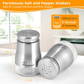 Accmor Salt and Pepper Shakers Set, 5 Ounce Salt and Pepper Shaker with Glass Bottom, Modern Salt Pepper Containers Dispenser for Home Kitchen Cooking Restaurants