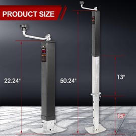 NBJINGYI 8000LB Support Capacity Heavy Duty Drop Leg Trailer Jack - 28" Lift Range, Square Tube Weld-On Design, Top Wind Handle & Foot Plate, 2.5" Steel Tube