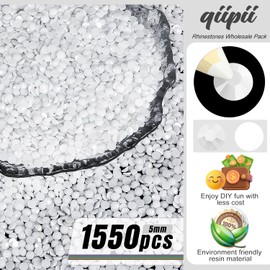 qiipii 1550PCS 5mm White Resin Rhinestones for Crafting Pure White Flatback Jelly Resin Stones Bulk SS20 Non-Hotfix Diamonds Gems Charms for Nails Face Eyes Makeup Body Mug Tumblers Bottles DIY Crafts