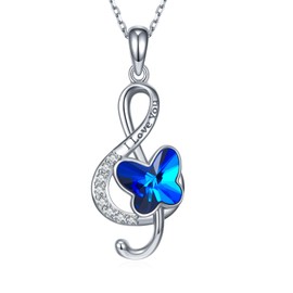 Cujiesp Music Note Necklaces 925 Sterling Silver Butterfly Necklace Music Gifts Music Jewelry for Women Music Lover