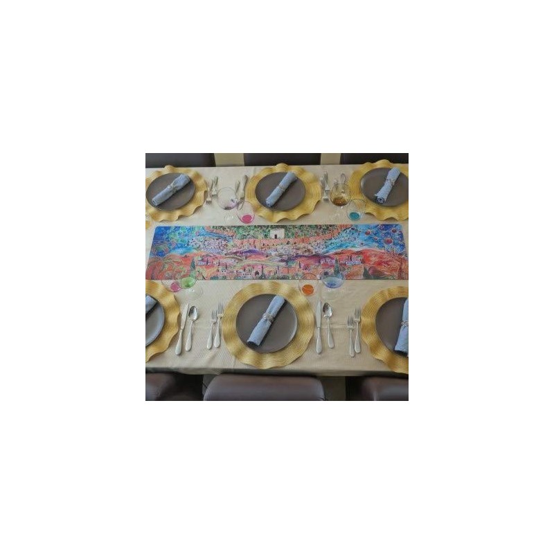 Jerusalem ArtTrivet Heat-Resistant Table Runner and Trivet - Fabric top