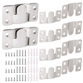 GTILE 6 Pairs Flush Mount Bracket Heavy Duty Picture Hangers, 2.16 x 1.18 Inches Headboard Wall Mounting Brackets, Interlocking Photo Frame Hook (Silvery)