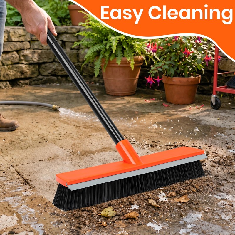 16 Inch Push Broom Heavy-Duty Outdoor Commercial Broom Brush
