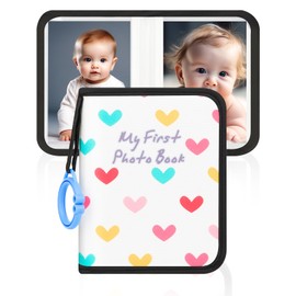 Baby Photo Book Holds 21 4x6 Photos, My First Photo Book for Baby or Toddlers, Love" Baby Photo Album Soft Cloth Family Book, Cute Book Gift for Babies Shower Newborns Family Photos (Black)
