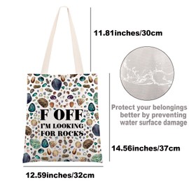 MYSOMY Rock Collector Tote Bag Rock Lover Gift Geologist Gift F Off I'm Looking For Rocks Rock Hunter Shoulder Bag, F Off Uk