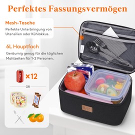 Lifewit Cool Bag Small Insulated for Men Women Foldable Lunch Bag Insulated Bag Portable Cool Box for Men Women for Picnics Work Black 6L