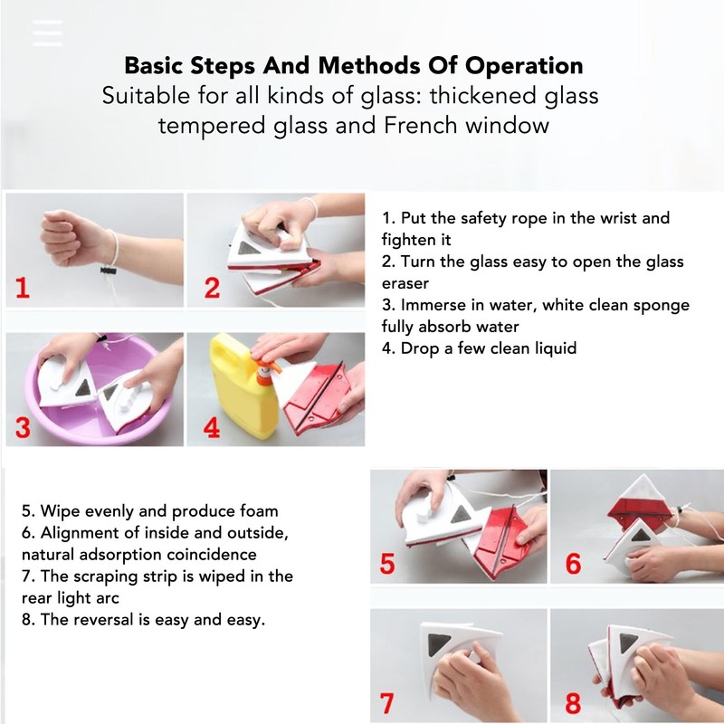Magnetic Window Cleaner Double Sided Window Glass Glider Wiper Multi