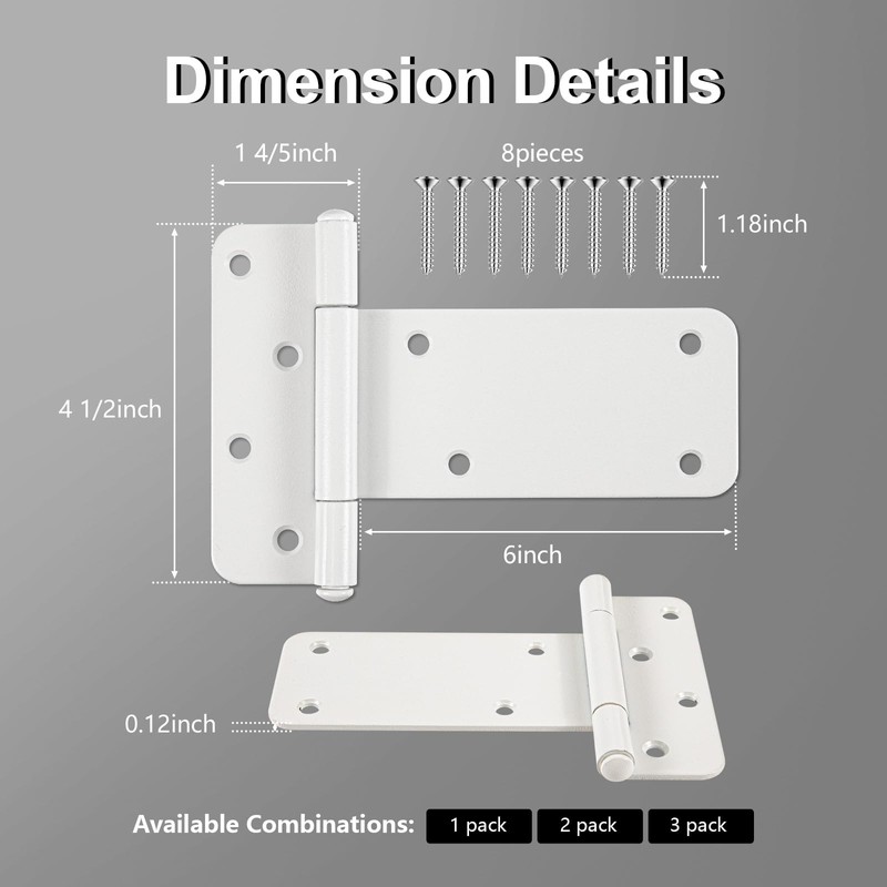 4 Pack 6" Door Hinges,280 Lbs Capacity Heavy Duty Gate