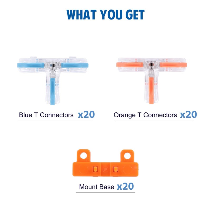 Brightfour T Tap Connectors for AWG 28-12, Lever Wire Connectors