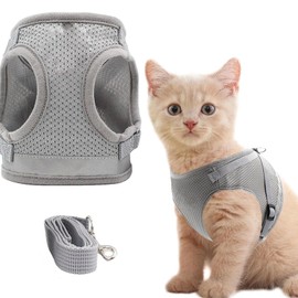 Soft Mesh No Pull Cat Vest Harness And Lead Set, Escape Proof Puppy Collar And Lead Sets, Outdoor Easy Comtrol, No Pull Adjustable Cat Harness