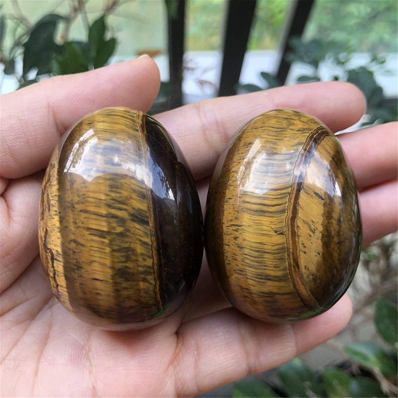 Fekuar Stone Egg Figurine, Polished Healing Crystal Easter Eggs Sphere