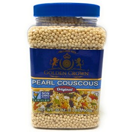 Golden Pearl Couscous 100% Natural-Kosher and Non-GMO Project Verified Pearled Noodles for Mediterranean Salads, Soups & More Dishes - 32 Oz (2 Lb)