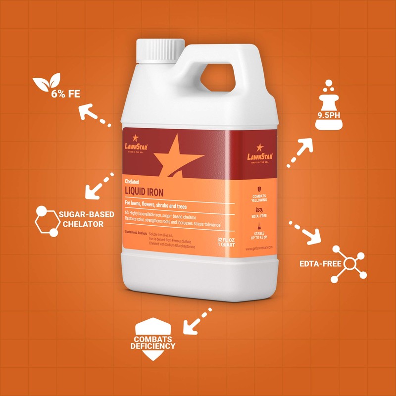 LawnStar Liquid Iron (32 OZ) for Plants - Multi-Purpose, Suitable