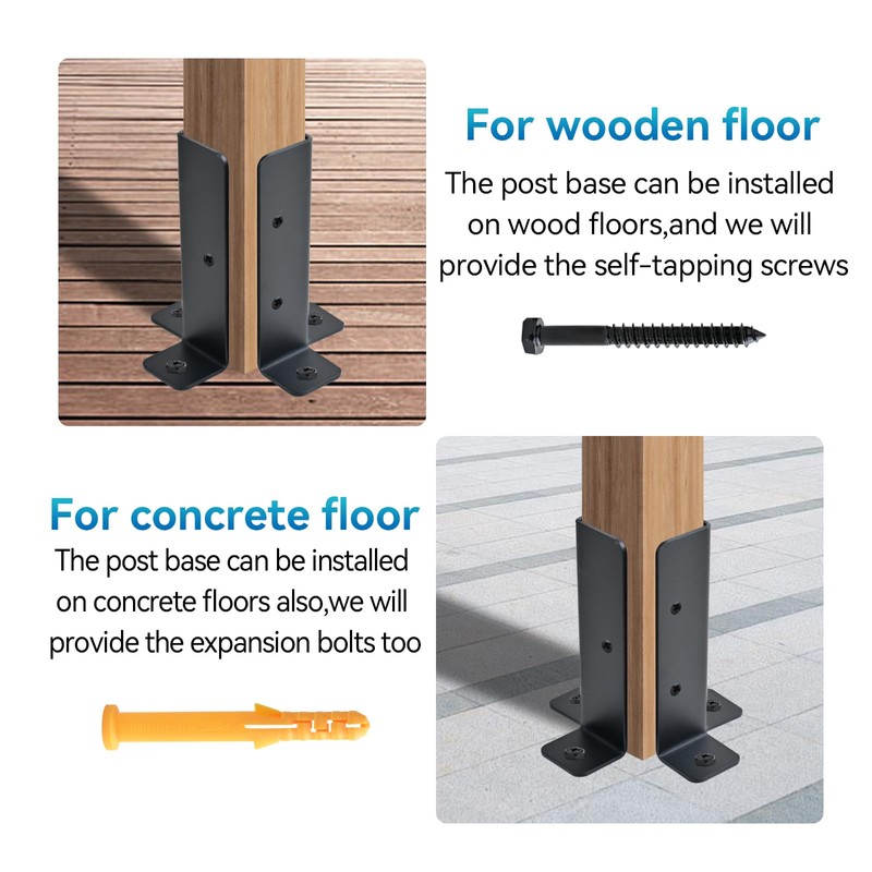 8 PCS Adjustable Deck Post Anchor Base Brackets Fit 1.5x1.5,2x2,2x4,4x4