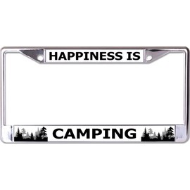 Happiness is Camping Chrome License Plate Frame