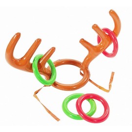Christmas Inflatable Reindeer Antler Hat with Rings Party Toss Games for Kids All Family
