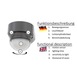 Huber Motion 6 360° Motion Detector, Highly Sensitive with 3 Sensors and Matrix Lenses, Includes Sneak-by Guard and Range Limitation, also for Corner Mounting, red