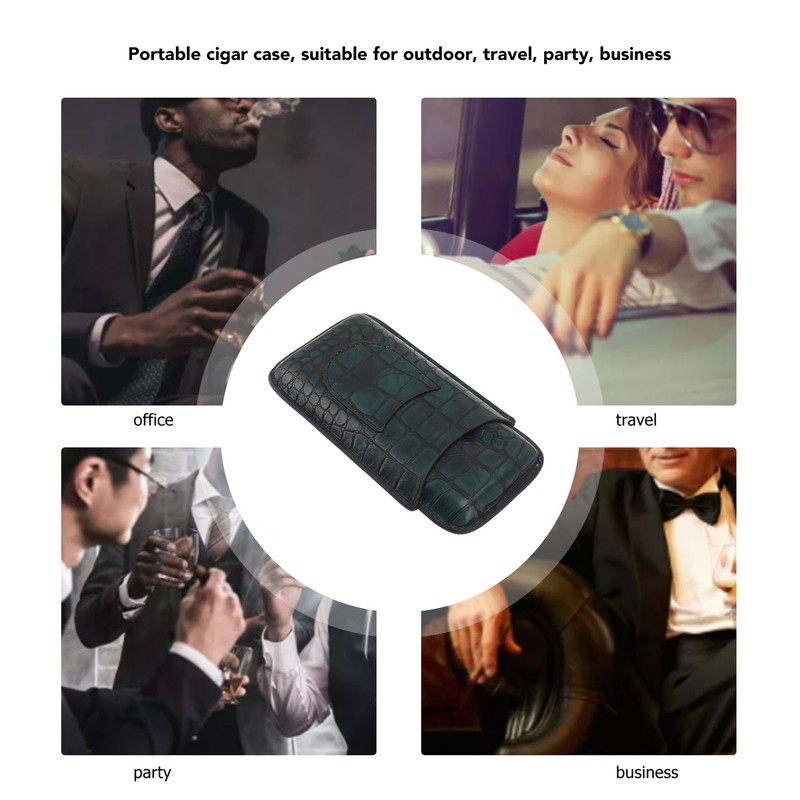 Artificial Leather Cigar Case Portable Lightweight Waterproof 3 Fingers Humidor