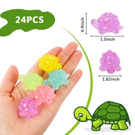 HOMICO 24 Pieces Large Turtles Figurines Luminous Mini Resin Animals Mini Turtles for Dollhouse Fairy Garden Micro Moss Landscape Home Decor