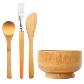 lasenersm 1 Set Mask Bowl with Spoon Spatula & Brush Eco Bamboo Mask Mixing Bowl and Spoon Facemask Bowl Mud Mask Mixing Bowl DIY Skin Care Mixing Tool Kit for Home Beauty Salon Use