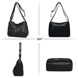 LassZone Crossbody Bag for Women Soft PU Leather Handbags Ladies Waterproof Shoulder Bag Travel Satchel Purse Multi-Pocket Casual Messenger Bag