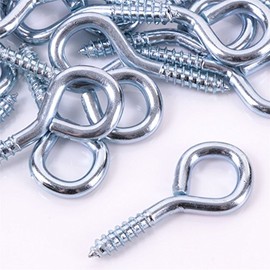 Pack of 50 Metal 40mm Screw Eyes - Heavy Duty Loop/Vine/Hoop/Frame Eye Hooks