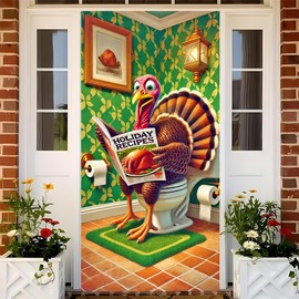 Cmialusie Thanksgiving Turkey - Fun Autumn Banner for Holiday Bathroom or Home Entry, 71x35Inch door banner door cover door decorations