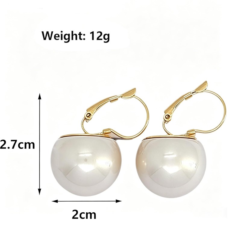 Big Pearl Drop Earrings for Women Oversized White Pearl Dangle