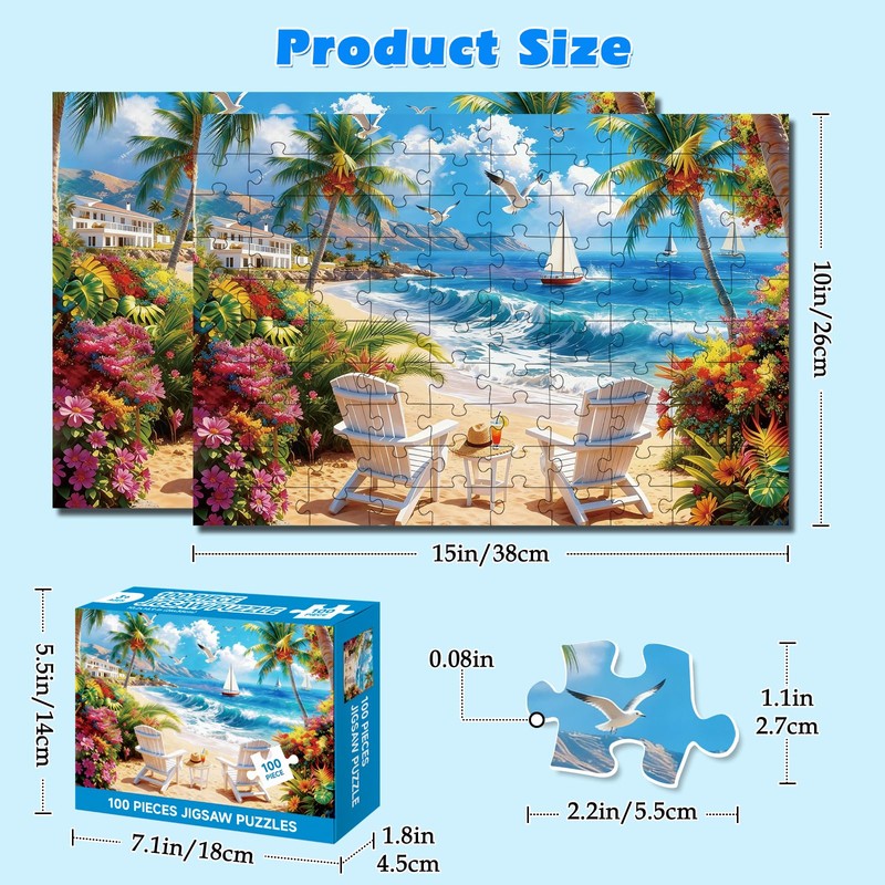 4-Pack 100 Piece Puzzle, Four Seasons Scenery 100 Piece Puzzles