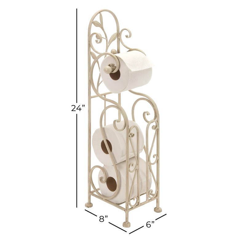 Deco 79 Metal Scroll Toilet Paper Holder with Space to