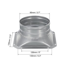 PATIKIL 4 Inch Duct Connector Flange, 2 Pack Metal Straight Pipe Flange Square to Round Interface Air Duct for Heating Cooling Ventilation HVAC System