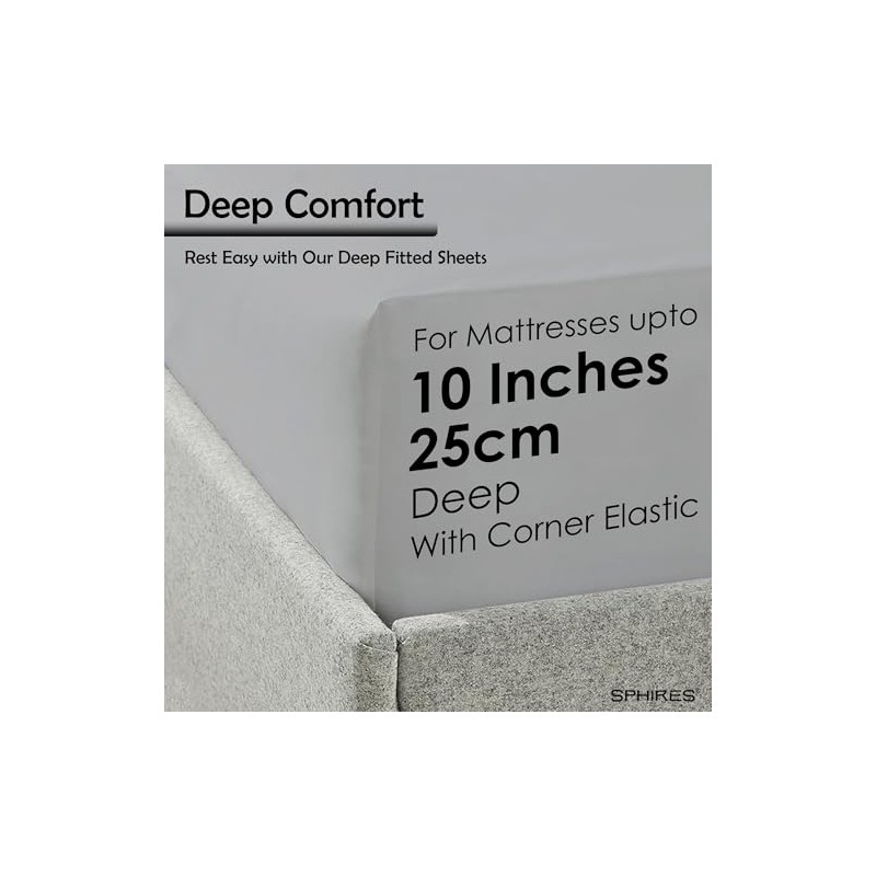 SPHIRES Bedding & Linen 100% PolyCotton 25cm Deep Single Fitted