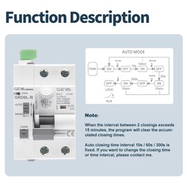 GEYA Automatic Restart Device Circuit Breaker 6KA ELCB Circuit Breaker RCCB RCD Restart Circuit Breaker AC Type Circuit Breaker (GRD9L-R AC220V+RCCB 2P-40A-300mA)