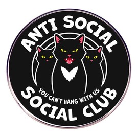 Pinposni Anti social brooch Autism Social Terror Club Black Cat Pin