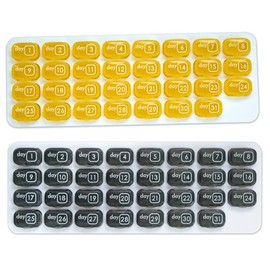 31 Day Monthly Pill Organizer with Daily Removable Pods - Grey (2 Pack, Yellow & Grey)