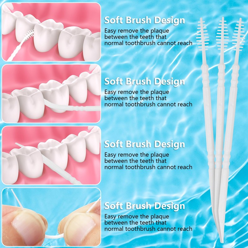 DanTicy Brushpicks Interdental Toothpicks,Soft Bristle Dental Floss Picks Toothpicks,Helps Removes