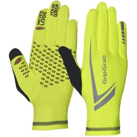 GripGrab Unisex's Running Expert Winter Thermal Full-Finger Touchscreen Gloves-Highly-Visible, Sweat-Wiper, Black, Neon HiViz, Yellow Hi-Vis, S