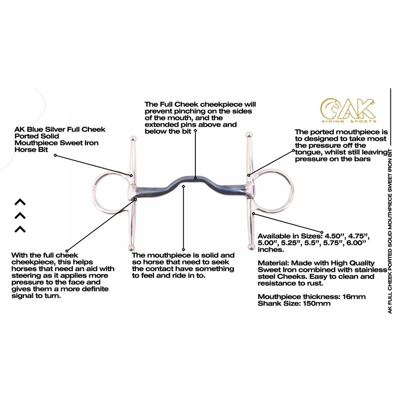 AK Blue Silver Full Cheek Ported Solid Mouthpiece Sweet Iron